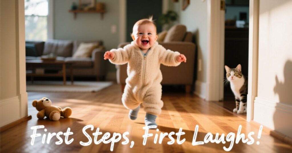Funny and Playful Baby First Walk Captions