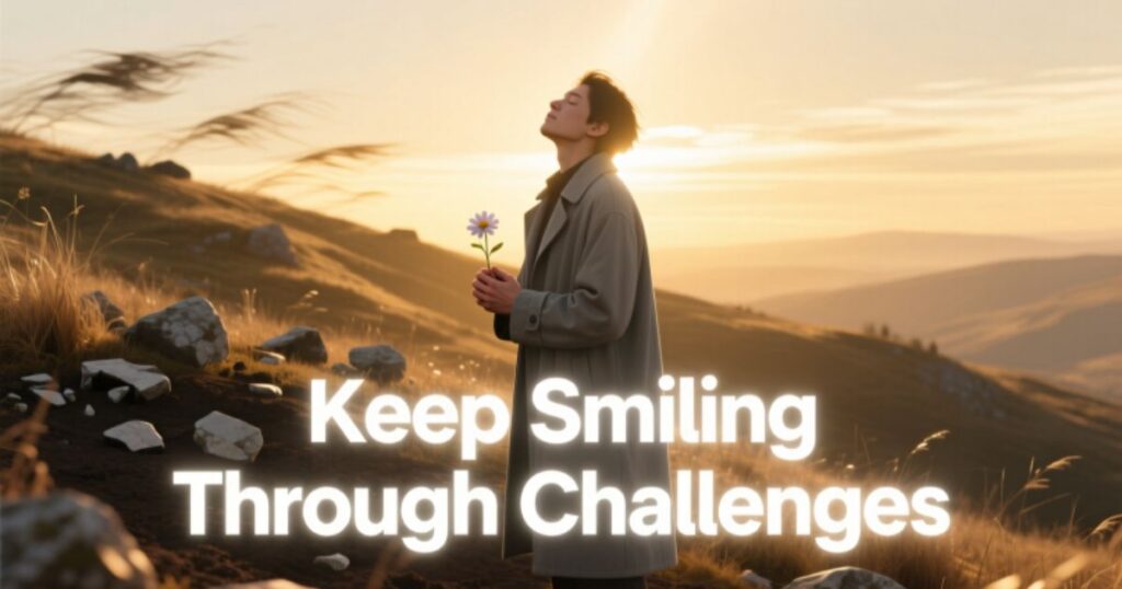 Keep Smiling Through Challenges Captions